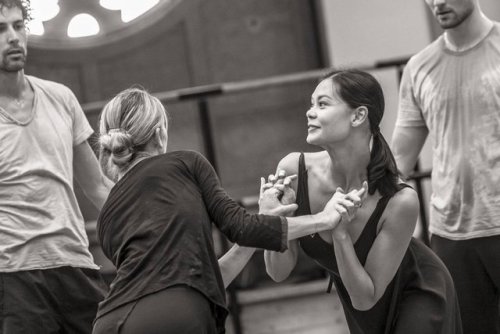 Stéphane Bullion, Eleonora Abbagnato, Alice RenavandFancy Free rehearsals, Jerome Robbins, Paris Ope