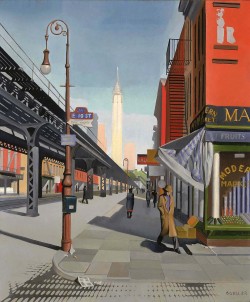 arsvitaest:  &ldquo;Third Avenue&rdquo; Author: Charles L. Goeller (American, 1901-1955)Date: 1934Medium: Oil on canvasLocation: Smithonian American Art Museum Charles Goeller would often have passed the dramatic Manhattan vista looking north from East