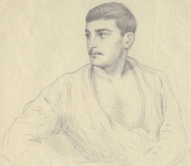 blastedheath:  Pierre Loti (French, 1850-1923), Étude d’un homme assis et accoudé.