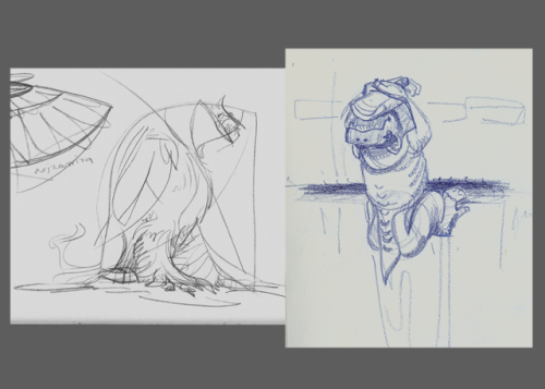 Some cruddy-ol’ drawings from 2014. There is still some charm in them.(the red one is “Bio-rex” from