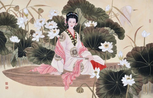 soleilglow:Lady in Lotus Pond by Wang Meifang and Zhao Guojing