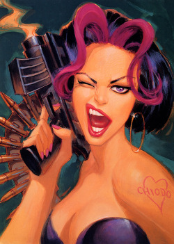 moonzerotwo:Pinup Girl With Gun - Joe Chiodo