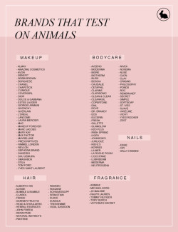 femmefatalewithasoul:BRANDS THAT TEST ON ANIMALS VS BRANDS THAT DO NOT TEST ON ANIMALS    I can&rsquo;t confirm all of them but to those who are interested&hellip;