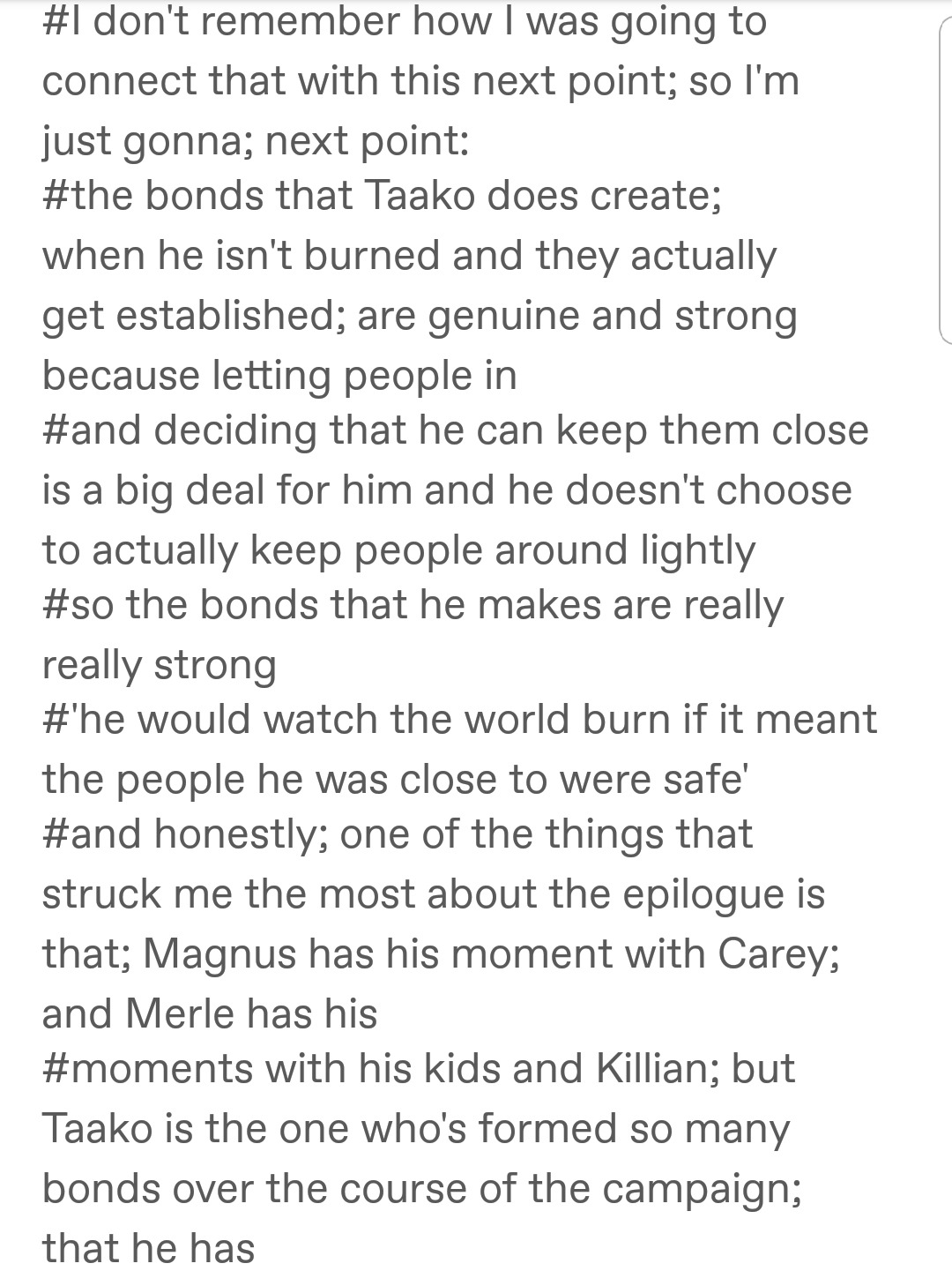 liltaz-asatreat:birdiethebibliophile:You know what absolutely kills me every time? Whenever it gets down to the wire and one of the THB has a moment of genuine connection. And you’d think it would be Magnus, but it’s usually Taako.I’m thinking of