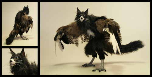 2012polymer clay, wire armature, faux fur, feathers