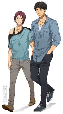 Leflayart:  Doodled Sousuke And Rin Having A Bro Stroll On A Bromantic Date After