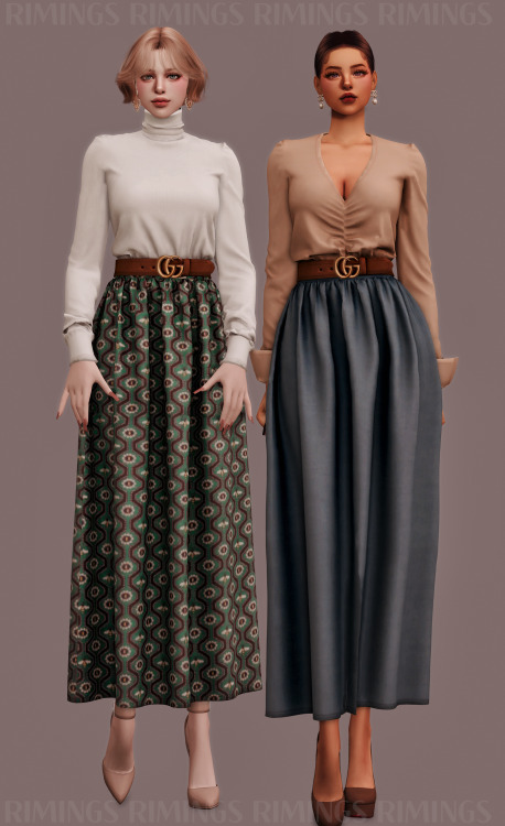 [RIMINGS] Gucci Skirt & V Neck Blouse & Turtleneck- DRESS 2- NEW MESH- ALL LODS- NORMAL MAP-