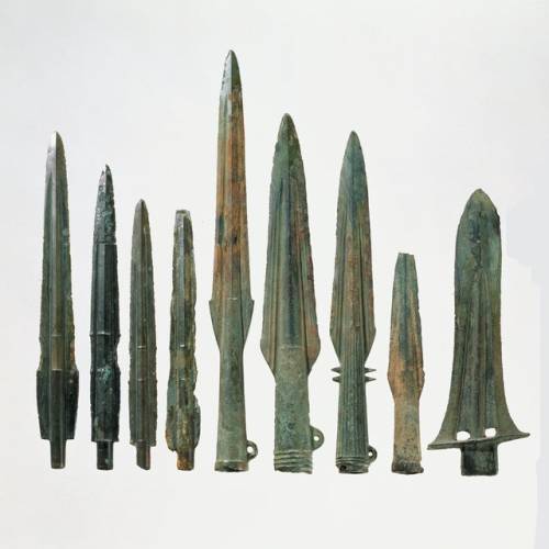 A stash of bronze spearhead uncovered in Korea, dated 4th-3rd century BC