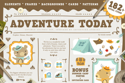 Adventure Today Graphic Set by Euonia MerakiIntroducing Adventure Today, a kids adventure graphics p