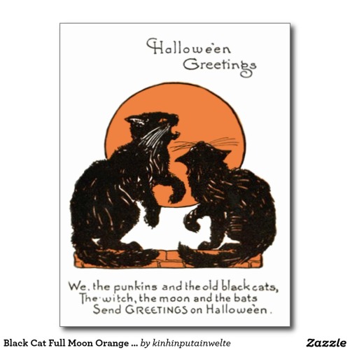 Black Cat Full Moon Orange Black Postcard - $1.10 Made by Zazzle Paper The full moon is out and the 