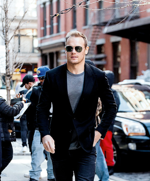 SAM HEUGHAN seen in SoHo on March 03, 2022 in New York City.