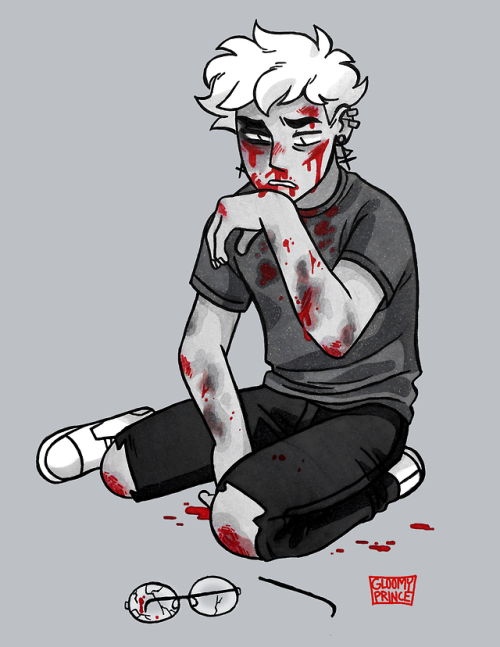 gloomy-prince: Goretober Day 21- Beaten This poor bastard is always getting his glasses broken