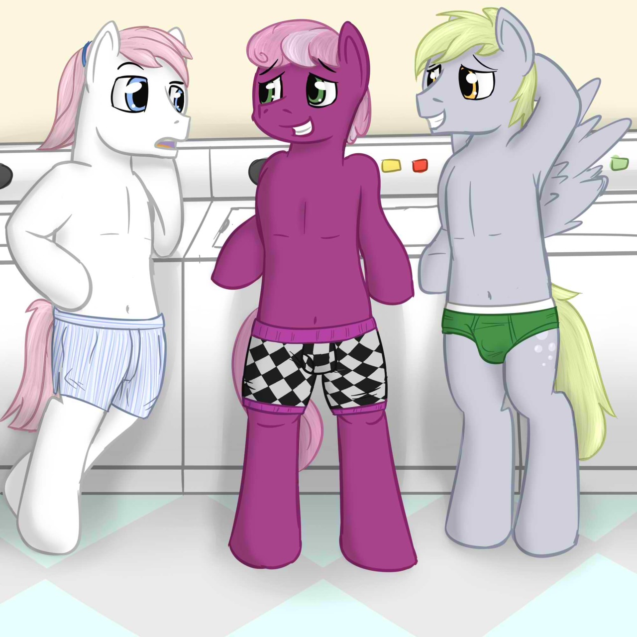So..laundry day for you guys as well?  Three guys at the laundromat in their underwear,