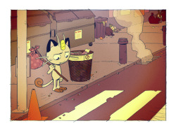 danaterrace:  Go home young Meowth! The city is not for you! Yesterday’s warmup/cooldown.  