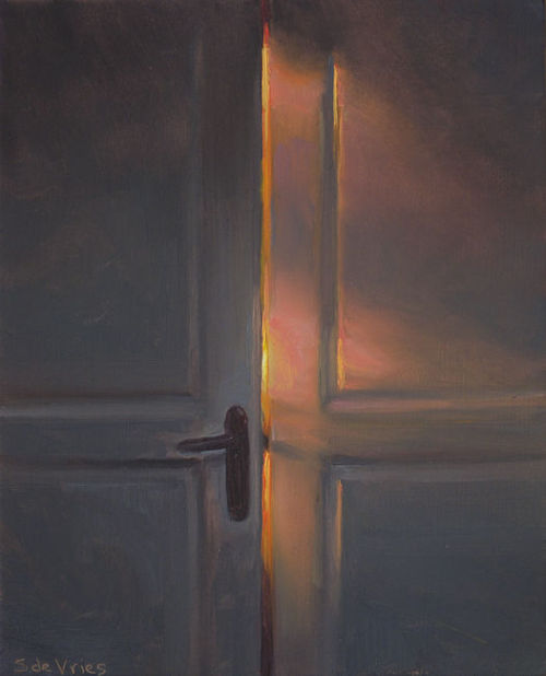 huariqueje:The Door Ajar   -   Serge de VriesDutch,b.1968-Oil on panel , 19 x 16 in.