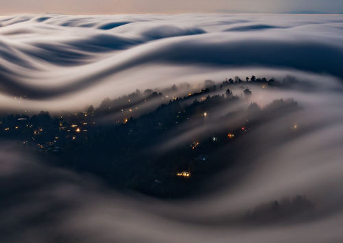 archatlas:  Nick Steinberg’s Fog WavesIn the words of the artist ​ Nick Steinberg:For the last 8 years I’ve been shooting in the San Francisco area I have been absolutely obsessed with the fog. Night and day it’s what I live for and what defines