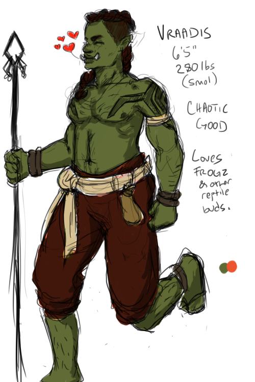 @boyyprince pls make him a bara husband he is lonely. thank.Vraadis of the Heluind Temple is an orc 