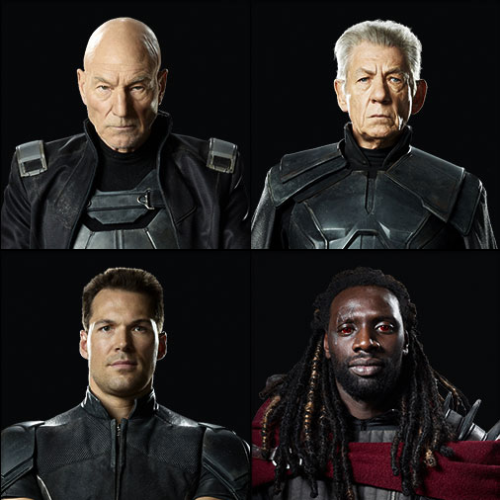 comicsatthemovies:  New X-Men: Days of Future Past promo image features Patrick Stewart as Charles Xavier, Ian McKellen as Magneto, Daniel Cudmore as Colossus, and Omar Sy as Bishop! 