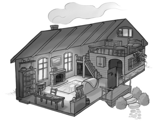 asherinn:tried my hand at designing the coda house from arc’s chamomile. this was for school so it e