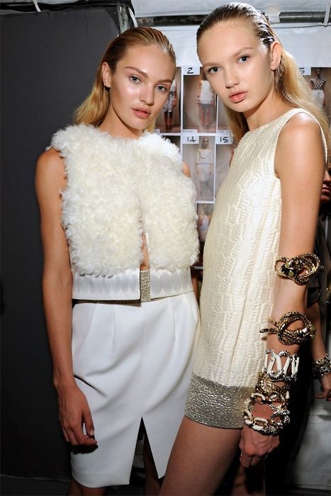 hauteccouture:  Candice Swanepoel & Romee Strijd backstage at Giambattista Valli S/S 2012