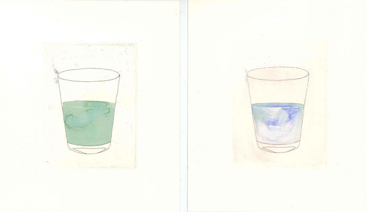 ”水”（息を呑んで彫刻を見守る）Intaglio with Mineral pigments #art#illustration#illstrator#intaglio#water#japanese#glass#paperart#paperlove#linework#line art #artists on tumblr #contemporaryart#japanese art#japanese style#printmaking