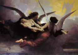 fetishofsilence:  23silence: William Adolphe Bouguereau  (1825-1905) - Soul carried to heaven  Very important piece for my thesis: final image list *