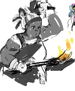 cristalgemsgalore:  messy sketches of human Bismuth !  The best blacksmith of the region, she has a very colourful taste and a beautiful laugh 