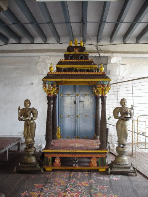 Portable shrine decorated with rudrakshas, Tamil Nadu