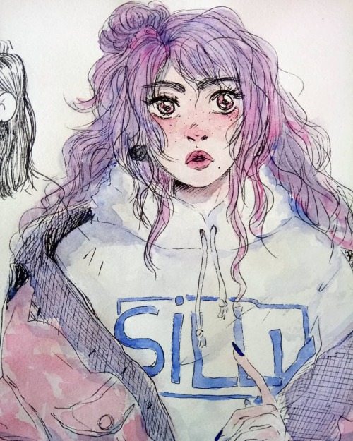 Silly  Wanted to do smth very 90s shoujo with soft colors and fluffy hair! #watercolor #drawing #ske