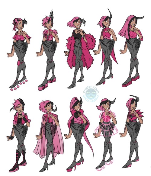 Drew some more Hex outfits, love that pink!!