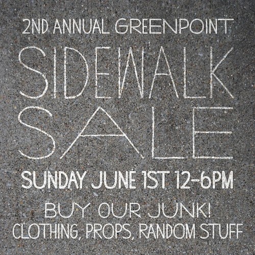 Sidewalk sale this weekend Sunday June 1st 12-6pm. We’ll be selling lots of clothing, props an