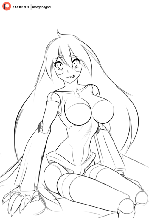 morganagod:A sketch commission of Micha Jawkan. I was only instructed to have her hair down and to give her large breasts. Otherwise I was given cart blanche and I used it as an opportunity to study how these Symphogear dolls are constructed.  ;9