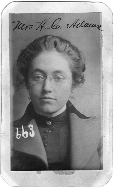 Mrs. Adams was arrested in Omaha for blackmail. She listed her residence as Palisade, Nebraska, and her occupation as prostitute.  Nudes &amp; Noises  