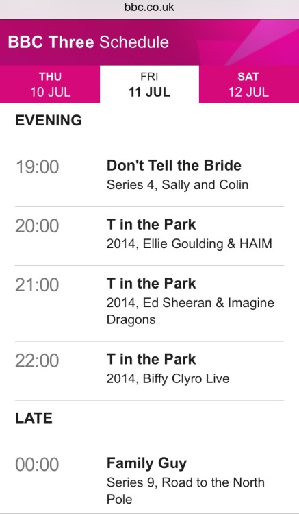 biffyfamily: BBC3 schedule for Friday.. 22:00-00:00 TITP Biffy Clyro. Does this mean that they will 