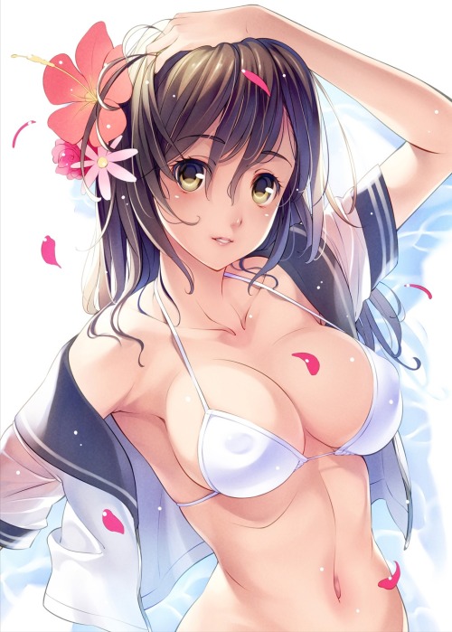 zan66:  bikini cleavage erect nipples ikeda yasuhiro open shirt seifuku swimsuits | yande.re