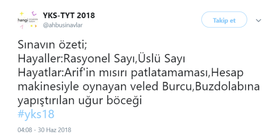 GELENEKSEL 2018 YKS TWEETLERİ