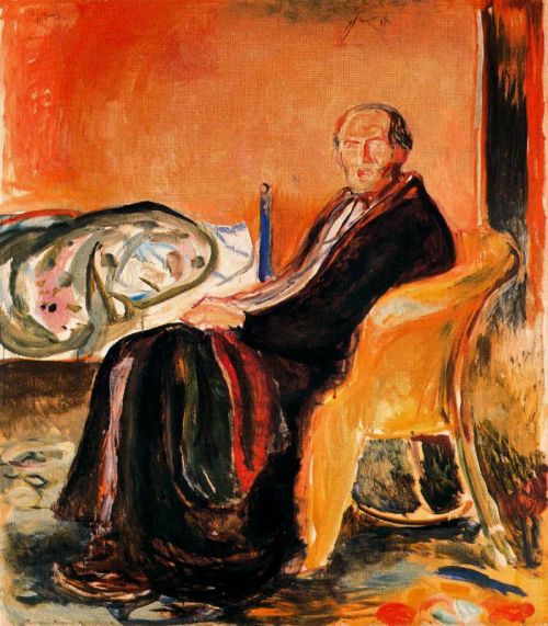 expressionism-art:  Self-Portrait after Spanish Influenza by Edvard Munch Size: 150.5x131 cmMedium: 