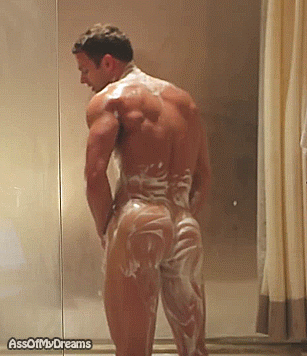assofmydreams:  Bryan Hawn in the shower lathering up his big sexy butt  I swear