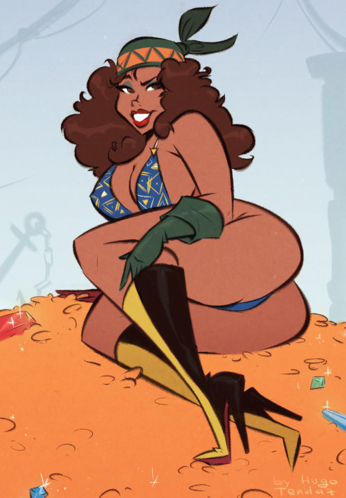 Franchesca - Whole Lotta Gold - Cartoon PinUp Sketch CommissionBooty - a term for