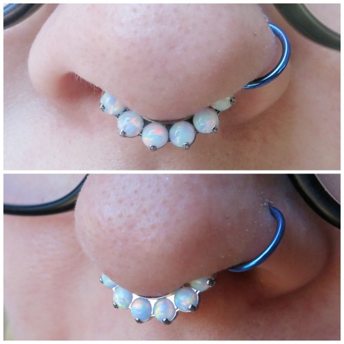 Healed septum piercing with titanium jewelry by Industrial Strength