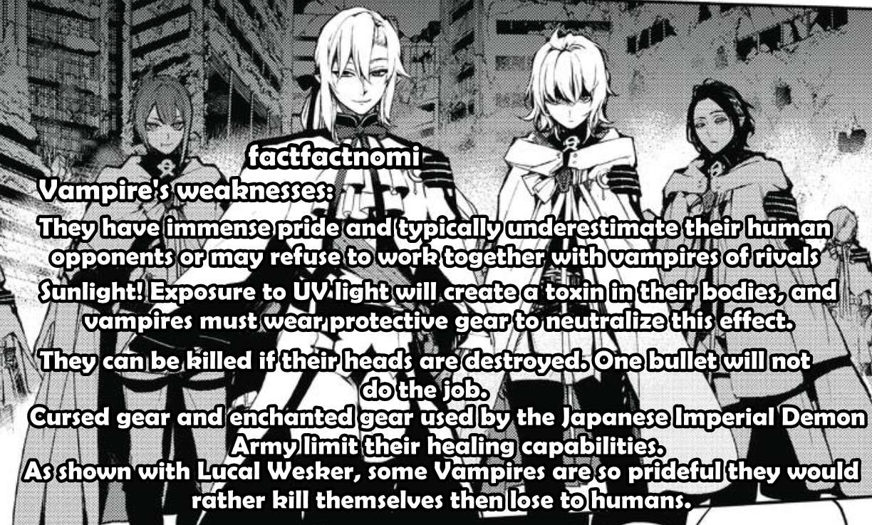 Anime Facts Curators - Vampire's weakness include immense pride,...