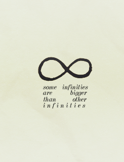 timotheschalamet-deactivated201:  There are infinite numbers between 0 and 1. There’s .1 and .12 and .112 and an infinite collection of others. Of course, there is a bigger infinite set of numbers between 0 and 2, or between 0 and a million. Some infiniti