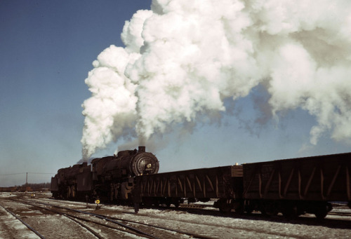 Locomotives in a Chicago and North Western Railway yard near Chicago(December 1942 – May 1943).
