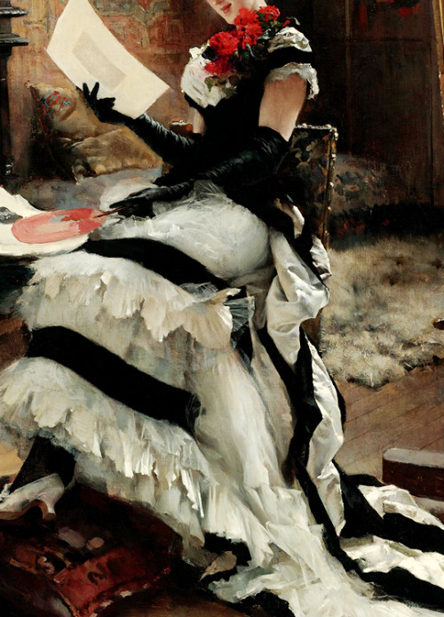 warpaintpeggy:INCREDIBLE DRESSES IN ART (79/∞)Chez L’Artiste by Albert Edelfelt, 1881