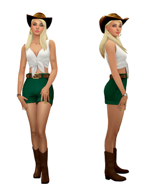 TS4 Country Girl Maxis Match LookbookSkin 1, 2 / Hair / Eyebrows / Eyes / Nosemask Clothing - To