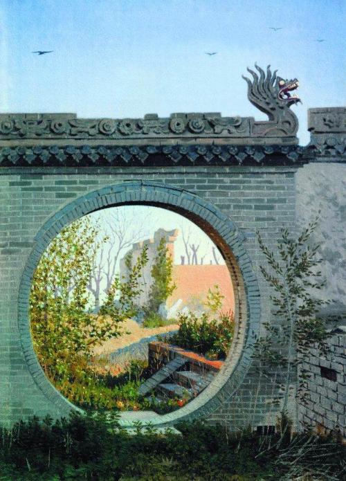 artist-vereshchagin:A Garden gate in Chuguchak, 1870, Vasily Vereshchagin