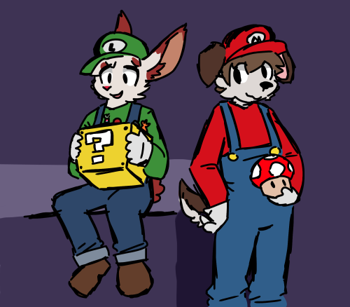 zapsart:Mario and Luigithe last costume suggestion, from a friend on skype.. haven’t drawn my dog fu