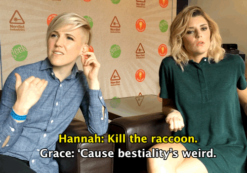 thatsgrace:Grace Helbig and Hannah Hart play Superhero “F#@K, Marry, Kill”(Gifs courtesy of Buzzfeed