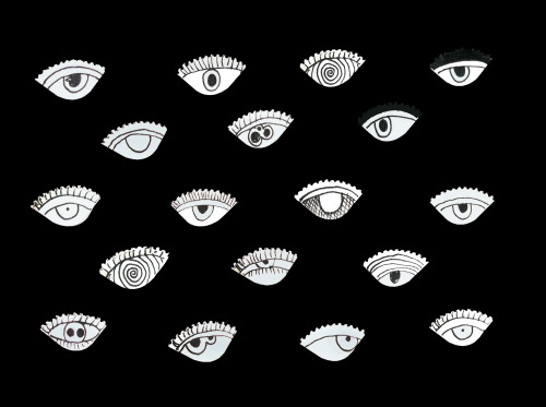 africantea: ilustrations:  Drew a million eyes to avoid study  Source | sophia joyce  ✩