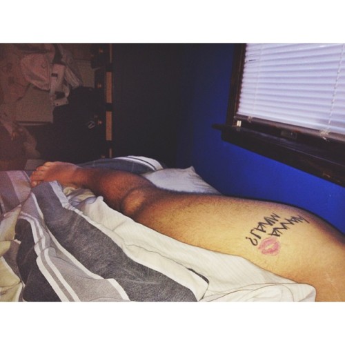 numbmypain:  He like the tattoos on my waist, I like the tattoos on his face. #WannaMinaj?